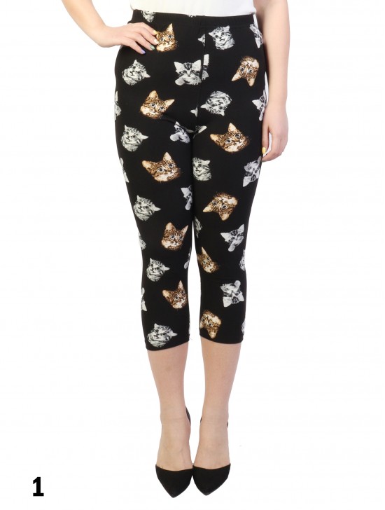 Cat Print Stretch Capri/Legging